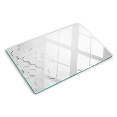 Tagliere in vetro temperato con motivo a esagoni nei toni del grigio