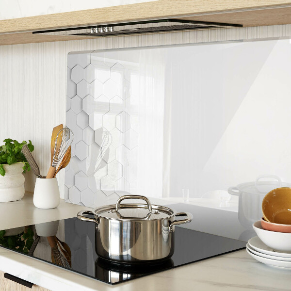 Tagliere in vetro temperato con motivo a esagoni nei toni del grigio