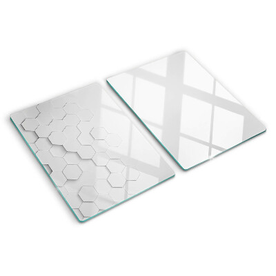 Tagliere in vetro temperato con motivo a esagoni nei toni del grigio
