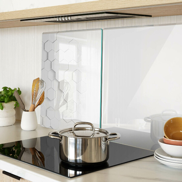 Tagliere in vetro temperato con motivo a esagoni nei toni del grigio