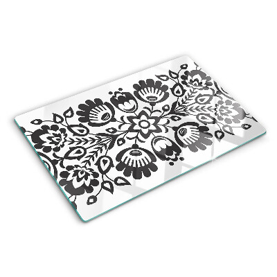 Tagliere in vetro temperato con motivo floreale in stile folk