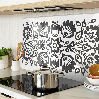 Tagliere in vetro temperato con motivo floreale in stile folk