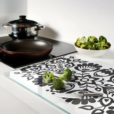 Tagliere in vetro temperato con motivo floreale in stile folk