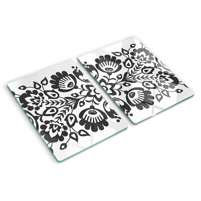 Tagliere in vetro temperato con motivo floreale in stile folk