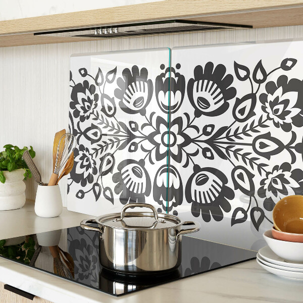 Tagliere in vetro temperato con motivo floreale in stile folk