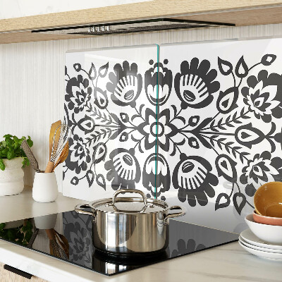 Tagliere in vetro temperato con motivo floreale in stile folk