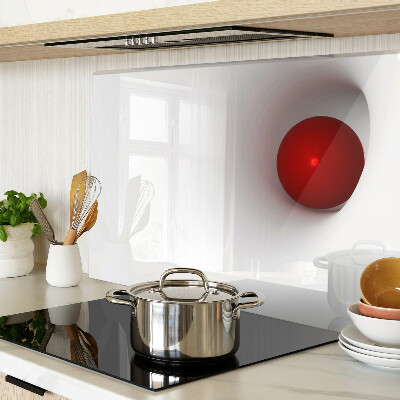 Tagliere in vetro con motivo a cerchio rosso su sfondo trasparente