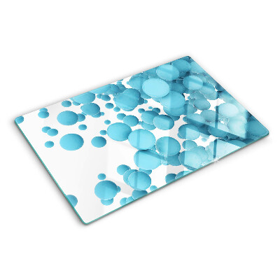 Tagliere in vetro temperato con disegno a bolle nei toni del blu