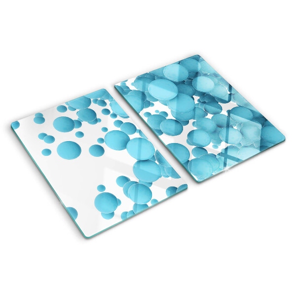 Tagliere in vetro temperato con disegno a bolle nei toni del blu