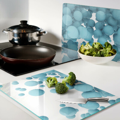 Tagliere in vetro temperato con disegno a bolle nei toni del blu