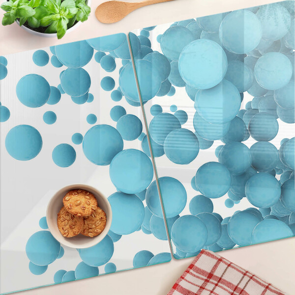 Tagliere in vetro temperato con disegno a bolle nei toni del blu