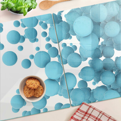 Tagliere in vetro temperato con disegno a bolle nei toni del blu