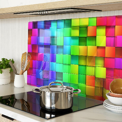 Tagliere in vetro temperato con motivo a quadrati arcobaleno a mosaico