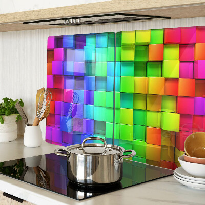 Tagliere in vetro temperato con motivo a quadrati arcobaleno a mosaico