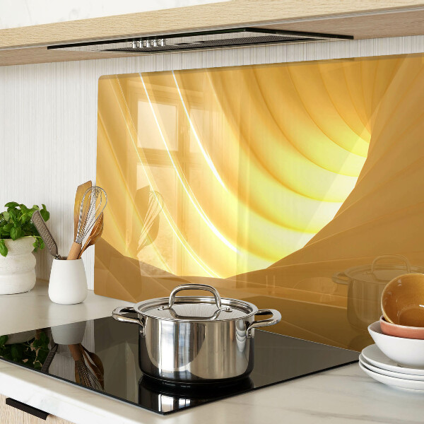 Tagliere in vetro con motivo di onde dorate e finiture a forma di finestre