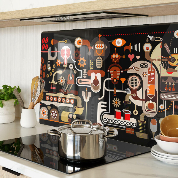 Tagliere in vetro temperato con motivi astratti e dettagli a tema vegetale