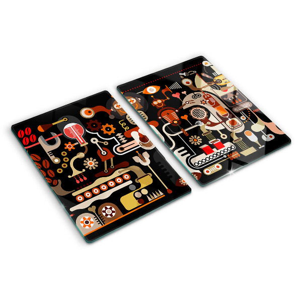 Tagliere in vetro temperato con motivi astratti e dettagli a tema vegetale