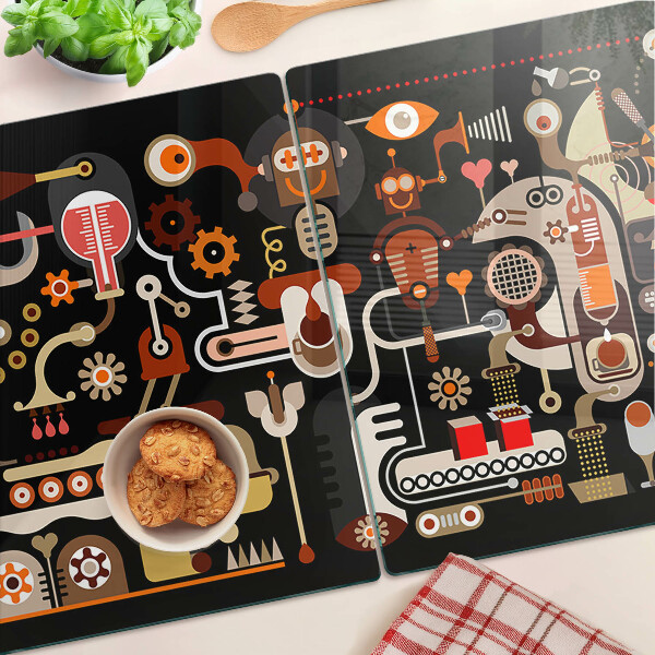 Tagliere in vetro temperato con motivi astratti e dettagli a tema vegetale