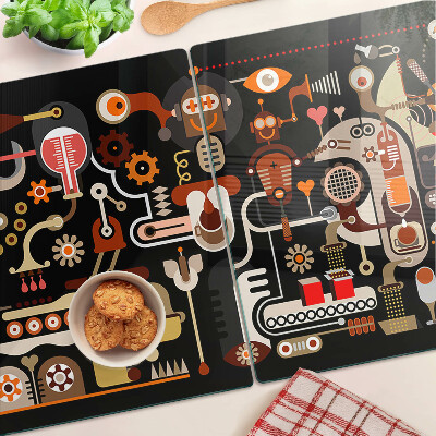 Tagliere in vetro temperato con motivi astratti e dettagli a tema vegetale