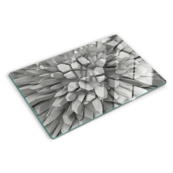 Tagliere in vetro temperato con motivo a cristalli nei toni del grigio