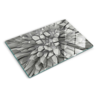 Tagliere in vetro temperato con motivo a cristalli nei toni del grigio