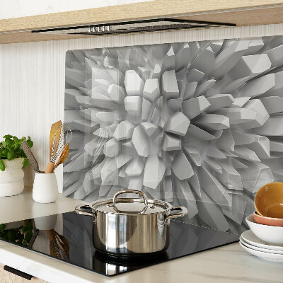 Tagliere in vetro temperato con motivo a cristalli nei toni del grigio