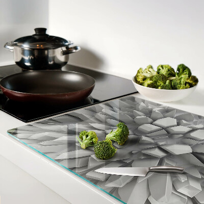 Tagliere in vetro temperato con motivo a cristalli nei toni del grigio