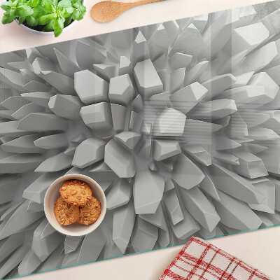 Tagliere in vetro temperato con motivo a cristalli nei toni del grigio