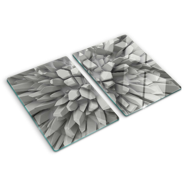 Tagliere in vetro temperato con motivo a cristalli nei toni del grigio