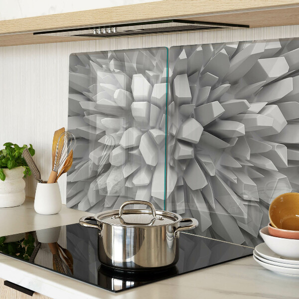 Tagliere in vetro temperato con motivo a cristalli nei toni del grigio