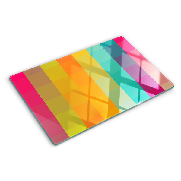 Tagliere in vetro temperato con motivo geometrico colorato con effetto gradiente