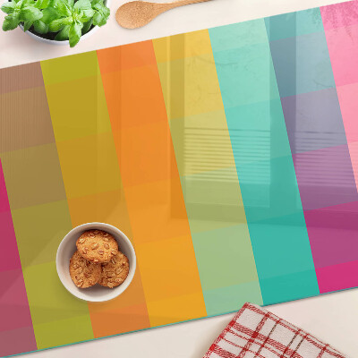 Tagliere in vetro temperato con motivo geometrico colorato con effetto gradiente