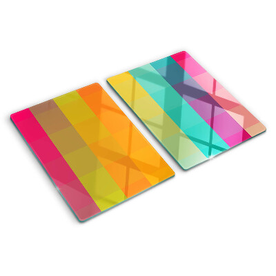 Tagliere in vetro temperato con motivo geometrico colorato con effetto gradiente