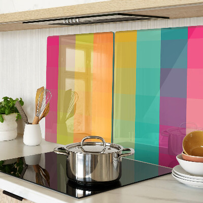 Tagliere in vetro temperato con motivo geometrico colorato con effetto gradiente