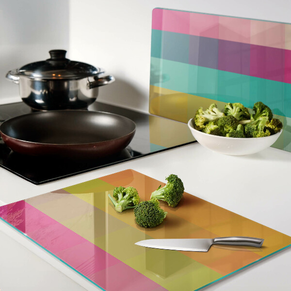 Tagliere in vetro temperato con motivo geometrico colorato con effetto gradiente