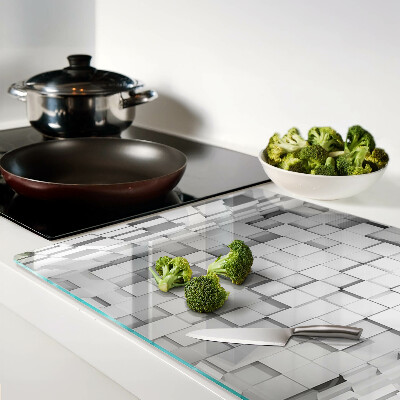 Tagliere in vetro con motivo a mosaico grigio e bianco