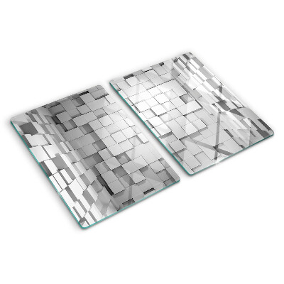 Tagliere in vetro con motivo a mosaico grigio e bianco