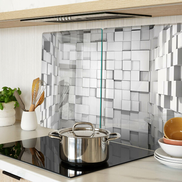 Tagliere in vetro con motivo a mosaico grigio e bianco