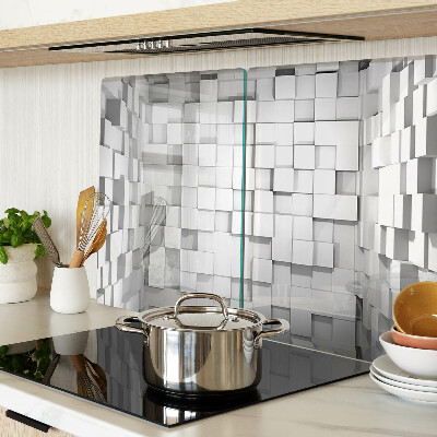 Tagliere in vetro con motivo a mosaico grigio e bianco