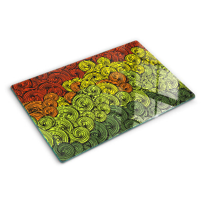 Tagliere in vetro temperato con motivo a vortici di colori