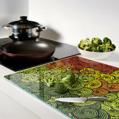 Tagliere in vetro temperato con motivo a vortici di colori