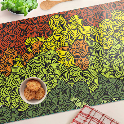 Tagliere in vetro temperato con motivo a vortici di colori