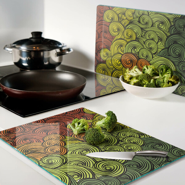 Tagliere in vetro temperato con motivo a vortici di colori