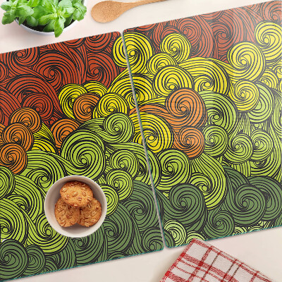 Tagliere in vetro temperato con motivo a vortici di colori