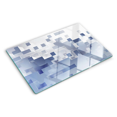 Tagliere in vetro temperato con motivi geometrici nei toni del blu