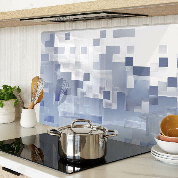 Tagliere in vetro temperato con motivi geometrici nei toni del blu