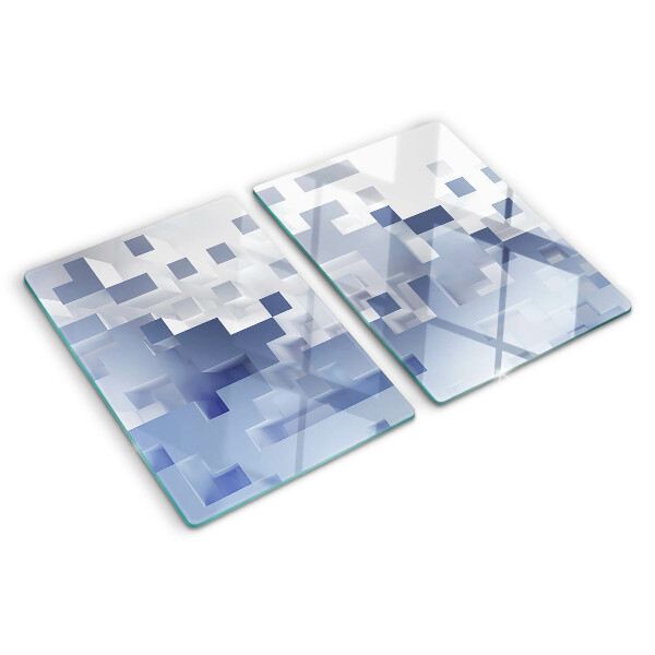 Tagliere in vetro temperato con motivi geometrici nei toni del blu