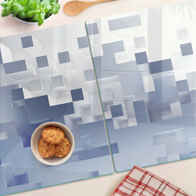 Tagliere in vetro temperato con motivi geometrici nei toni del blu