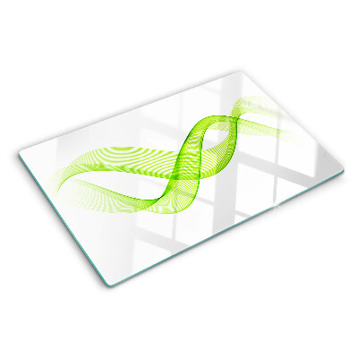 Tagliere in vetro temperato con motivo a onde nei toni del verde