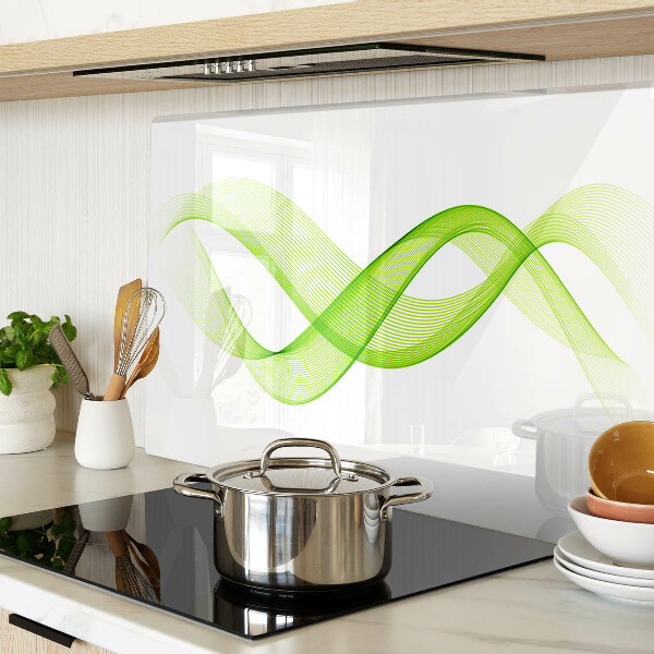 Tagliere in vetro temperato con motivo a onde nei toni del verde